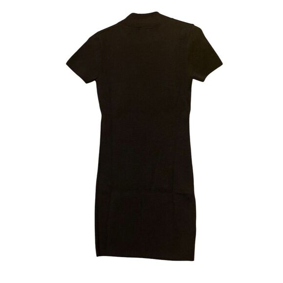 Zara Women's Black Ribbed Knit Dress Size M High Neck Stretchable - Picture 6 of 10